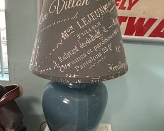 French Script Ceramic Table Lamp