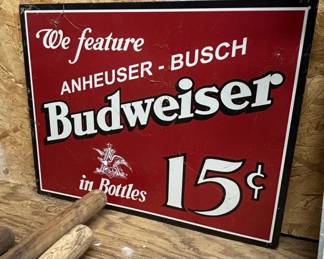 Budweiser in Bottles Tin Sign