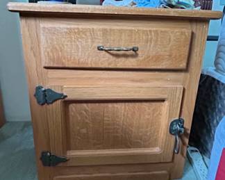 Vintage Oak Ice Box Style Nightstand
