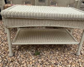Wicker Patio Set Two Chairs and Coffee Table third image
