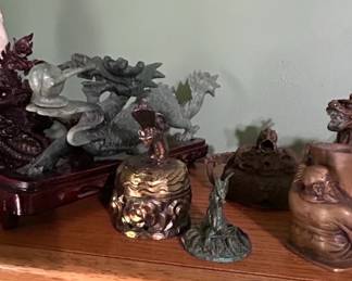 Collection of Chinese Jade and Resin Dragon Statues fourth image