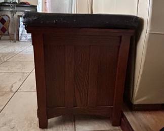Mission Style Oak Hall Bench with Storage and Drawers second image