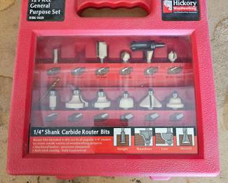 Lot # C45 - Hickory Woodworking 12 Piece General Purpose 1/4" Shank Carbide Router Bit Set RBK-1029