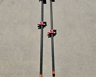 Lot # C50 - Redwood Steel Pipe Bar Clamps with Heavy-Duty Cast Iron Heads and Adjustable Screw Handles
