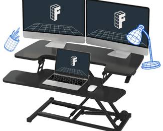 Lot # C17 - FlexiSpot M7MB-US Black Adjustable Standing Desk Riser with Dual Tier Design