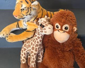 Lot # C159 - Jungle Stuffed Animals Set - Tiger, Giraffe & Orangutan Plush Toys
