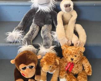 Lot # C163 - Plush Teddy Bear, Lion & Assorted Plush Monkeys Collection