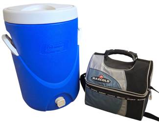 Lot # C69 - Coleman Water Jug and MaxCold Igloo Soft Cooler Bag Combo