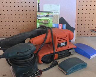 Lot # C25 - Black & Decker Power Belt Sanding Tool Set with Orbital Sander and Sandpaper