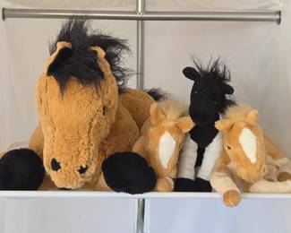 Lot # C151 - Vintage Plush Horses Set with Soft Fur and Distinctive Markings