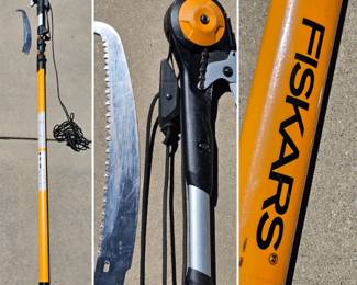 Lot # C20 - Fiskars Extendable Pole Pruner with Replaceable Curved Saw Blade - Durable Aluminum Handle