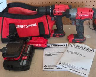 Lot # C30 - Craftsman 20V Max Cordless Drill/Driver & 1/4 Hex Chuck Impact Driver Combo Kit with Charger and Tool Bag