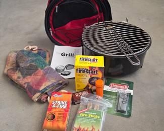 Lot # C66 - The Grill and Cooler Combo Portable BBQ Grill with Coleman Firestarter and DuraFlame Fire Cubes
