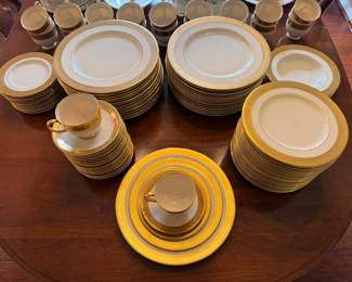 Yes this is Lenox Westchester fine china, (which is famously accented with 24k gold ), with 20 complete setting with many extra, great for entertainment purpose!