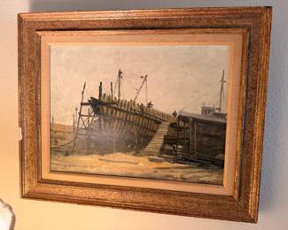 Original oil painting by highly regarded Boston marine artist William Edward Norton (1843-1916)