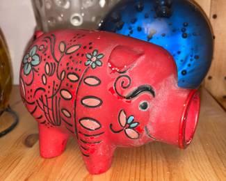 Vintage Red Piggy Bank