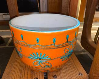 Teal & Orange Pottery Planter