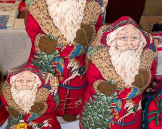 Handmade Patterned Plush Santa Dolls