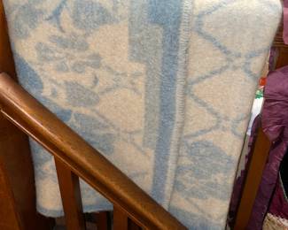 BEAUTIFUL Blue & White Heavy Blanket From England