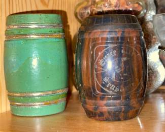 Vintage Barrel Bank & Spice Jar