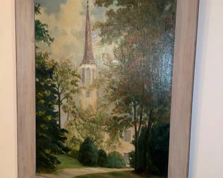 Framed Church Painting