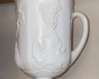 Vintage Milk Glass Footed Pitcher