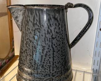 BEAUTIFUL Antique Splatter Ware Enamel Oversized Coffee Pot