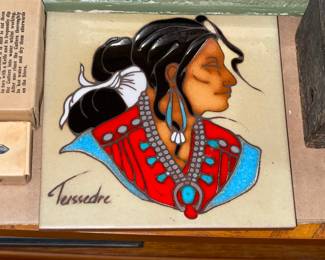 Handpainted Native American Tile Trivet