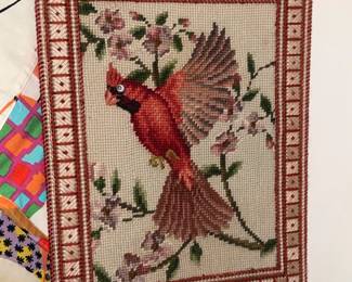 Handmade Needlepoint Cardinal Artwork