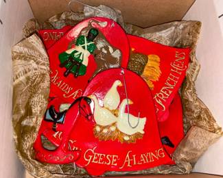 Handpainted 12 Days Of Christmas Ceramic Ornament Set