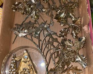 Vintage Christmas Chrome Floral Picks