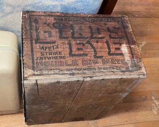 Antique Bird's Eye Double Dip Match Advertising Wooden Crate