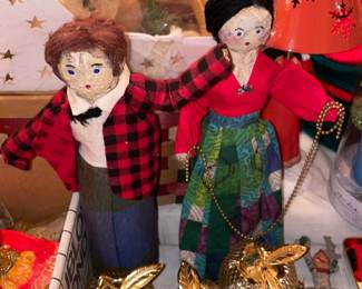 Handmade Christmas Dolls W/ Golden Apple Ornaments