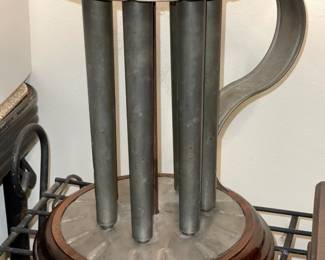 BEAUTIFUL Handmade Folk Art Lamp W/ Antique Candle Mold Base & Punch Tin Lamp Shade