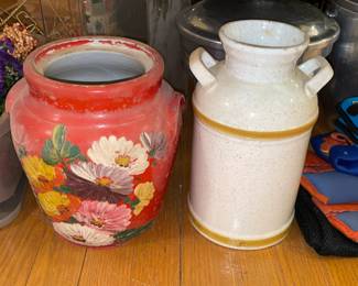 Handpainted Floral Vase & Milk Can Shaped Vase