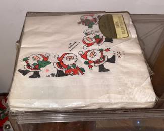 Vintage Christmas Dancing Santas Paper Napkins