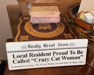 "Crazy Cat Woman" Newspaper Sign
