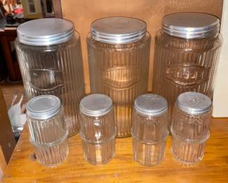 Antique Clear Glass Cannister Jar Set