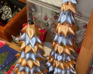 Vintage Handmade Ribbon Christmas Trees