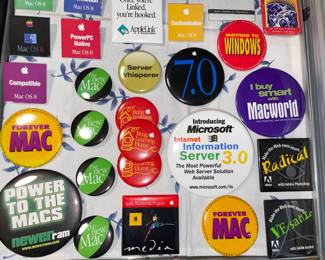 FABULOUS Collection Of Vintage Apple & Other Computer Related Buttons & Pins