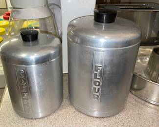 Vintage Tin Cannister Set Jars