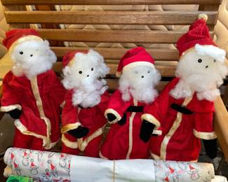 Vintage Christmas Handmade Corduroy Santa Dolls