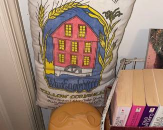 Vintage Faux Yellow Cornmeal Bag Decor