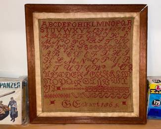 STUNNING Framed Antique Sampler From 1865