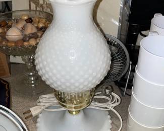 Vintage Milk Glass Hobnail Lamp