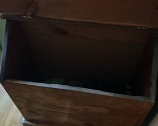 Vintage Wooden Laundry Hamper with "Laundry" Inscription