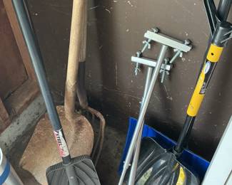 Assorted Snow Shovels and Garden Tools