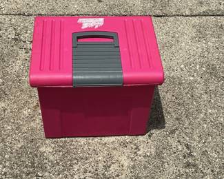 Pink Plastic Tack Box with Gray Handle