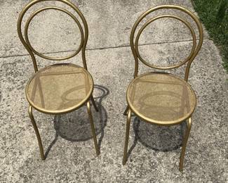 Vintage Gold Metal Phoenix Chairs (Set of 2)