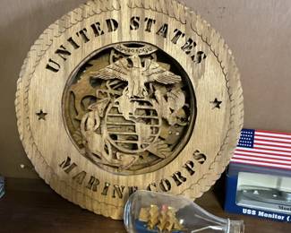 United States Marine Corps Wooden Emblem Plaque